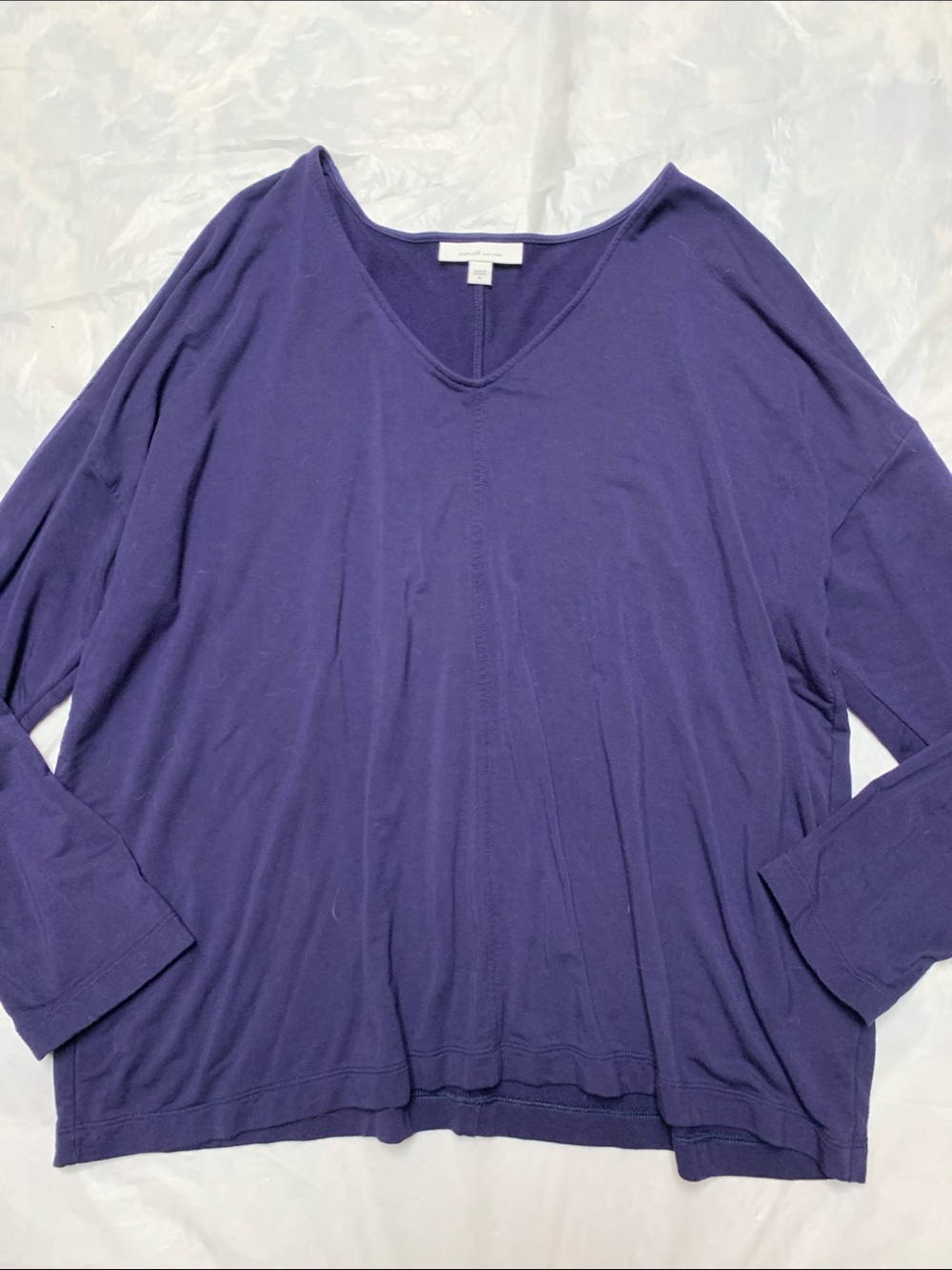 J Jill Pure Jill Eco Terry Navy Blue V Neck Tunic Top Size XL Lagenlook